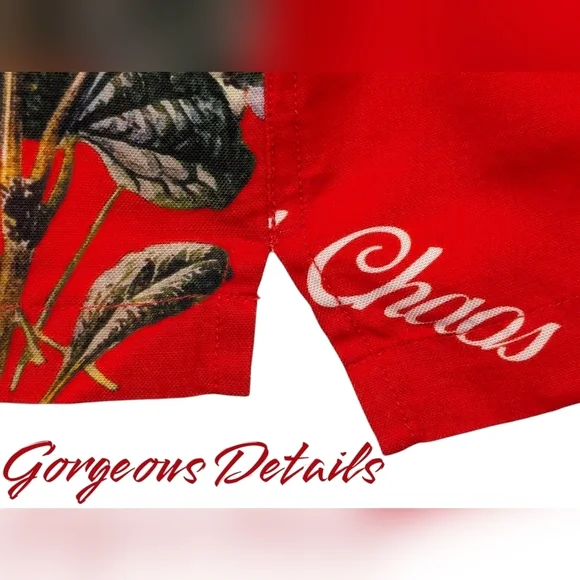 CivilRegime Tropical Flair Button Down Casual Shirt Red Yellow Mens Size Large - Picture 12 of 17